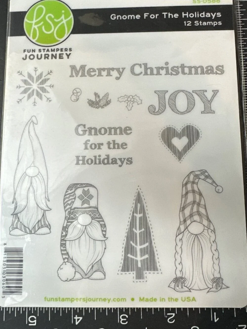 Fun Stampers Journey, Gnome For The Holidays Cling Rubber Stamp Set